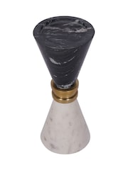 Libra Interiors Black /White Marble Candle Holder with Brass Trim - Image 5 of 6