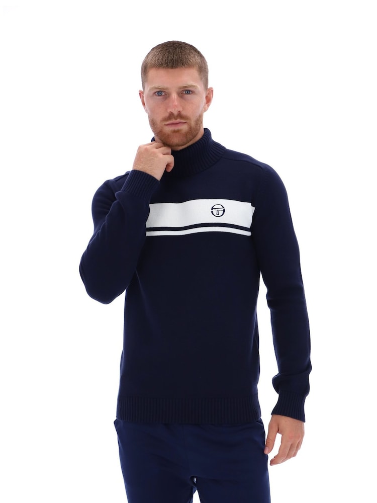 Sergio Tacchini Blue Damarindo Knitted Turtle Neck 100% Cotton Jumper - Image 1 of 3 Sergio Tacchini Blue Damarindo Knitted Turtle Neck 100% Cotton Jumper - Image 1 of 3