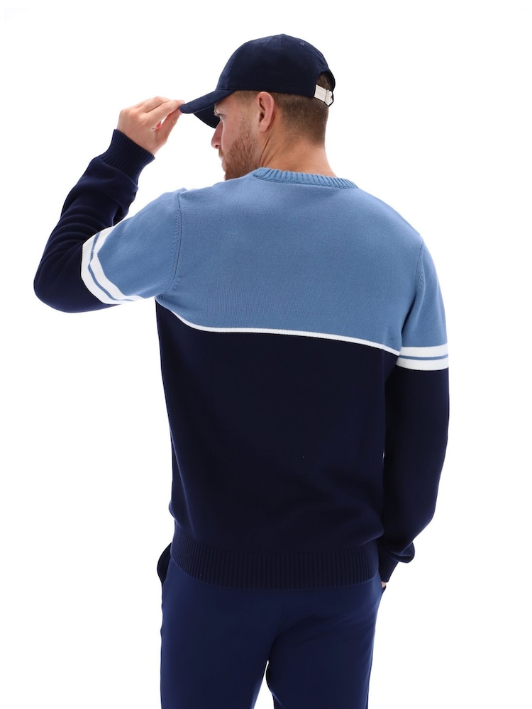 Sergio Tacchini Blue Orion Knit Knitted Crew 100% Cotton Jumper - Image 2 of 3