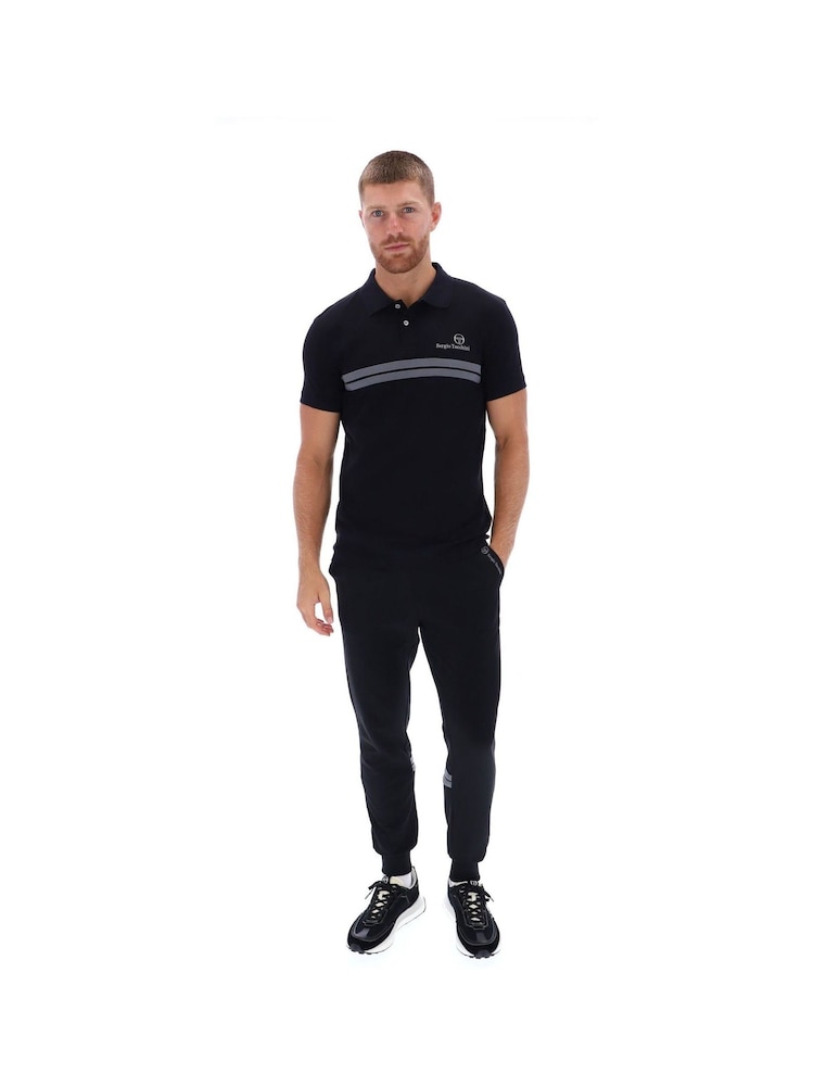 Sergio Tacchini Black New Supermac 100% Cotton Polo Shirt - Image 1 of 1 Sergio Tacchini Black New Supermac 100% Cotton Polo Shirt - Image 1 of 1