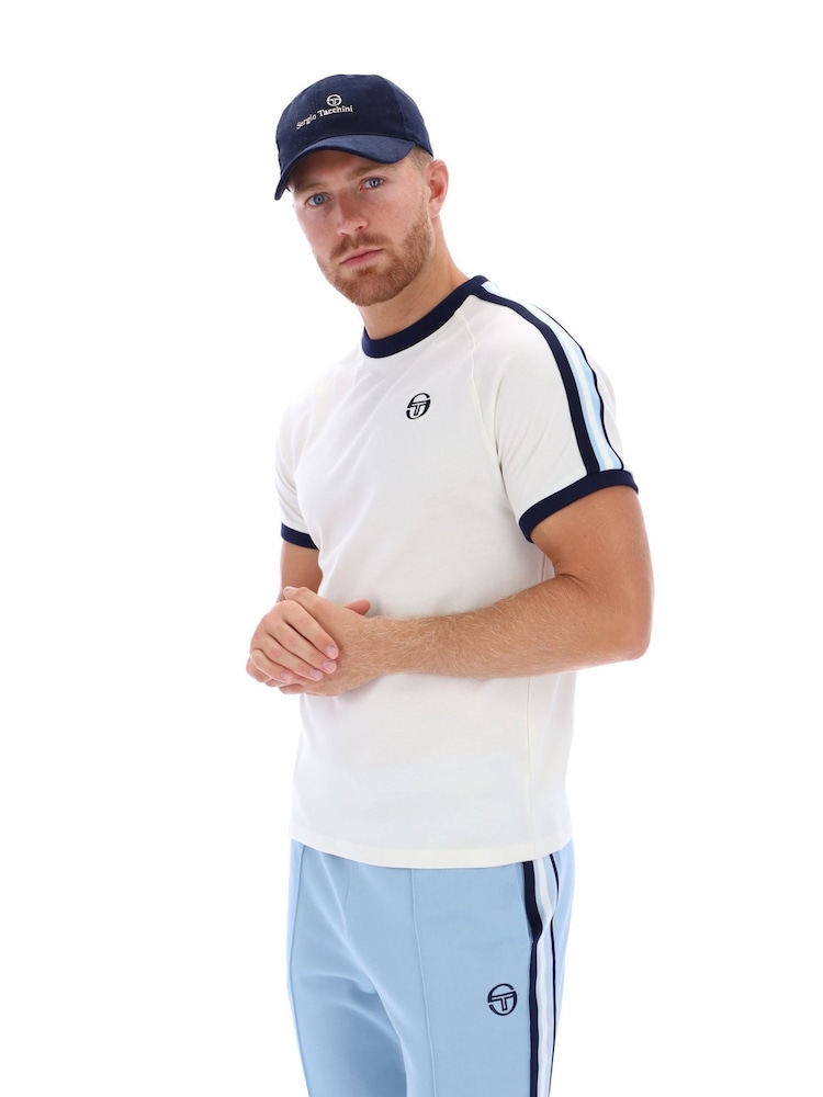 Sergio Tacchini Cream Hadow Crew 100% Cotton T-Shirt - Image 1 of 3