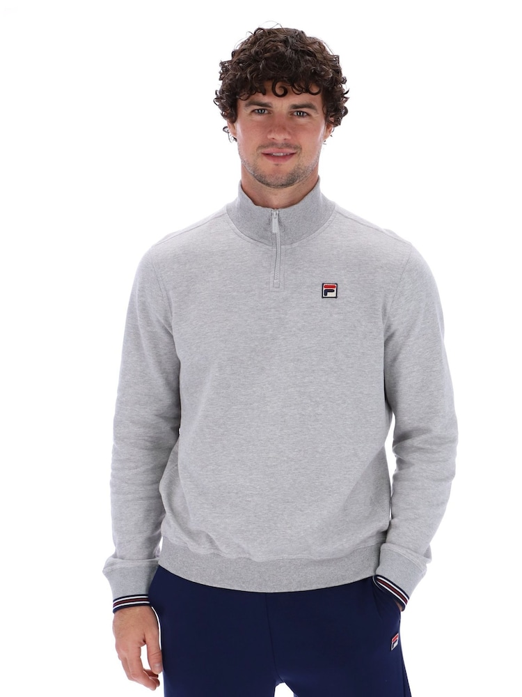 Fila Grey Ramy Quarter Zip 100% Cotton Sweatshirt - Image 1 of 5