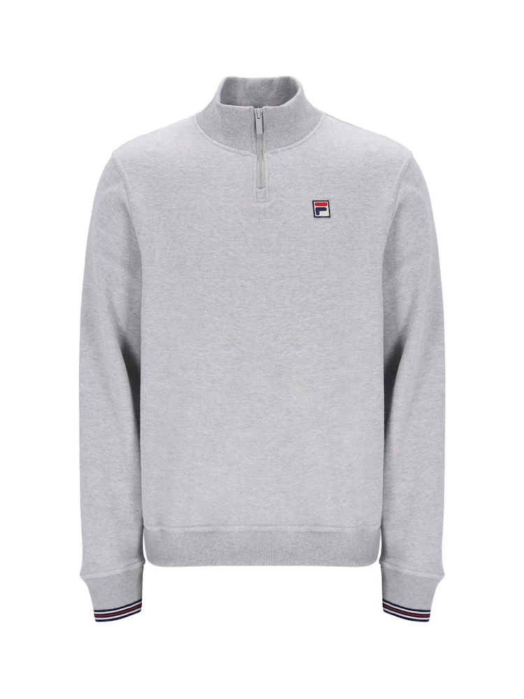 Fila Grey Ramy Quarter Zip 100% Cotton Sweatshirt - Image 4 of 5