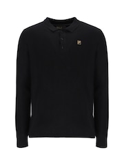 Fila Black Frank Knitted Long Sleeves Polo Shirt - Image 4 of 5