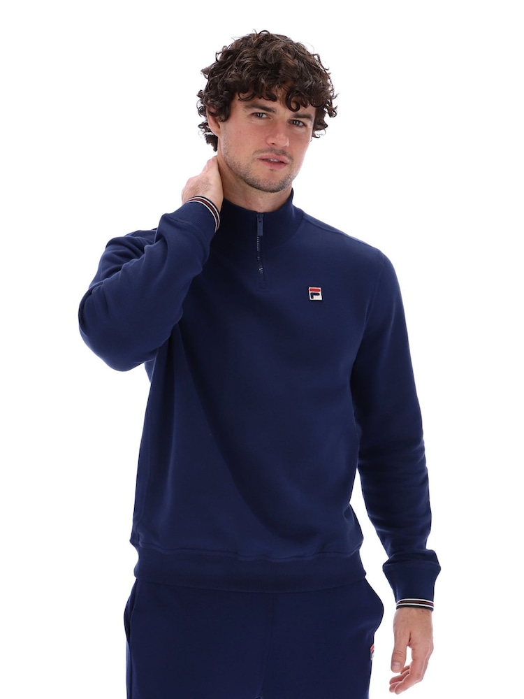 Fila Blue Ramy Quarter Zip 100% Cotton Sweatshirt - Image 1 of 5 Fila Blue Ramy Quarter Zip 100% Cotton Sweatshirt - Image 1 of 5