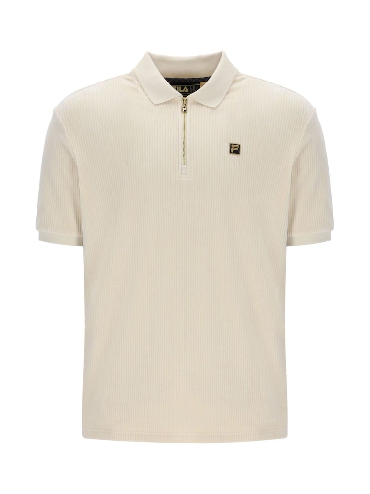 Fila Cream Louie Velour Polo Shirt - Image 4 of 5