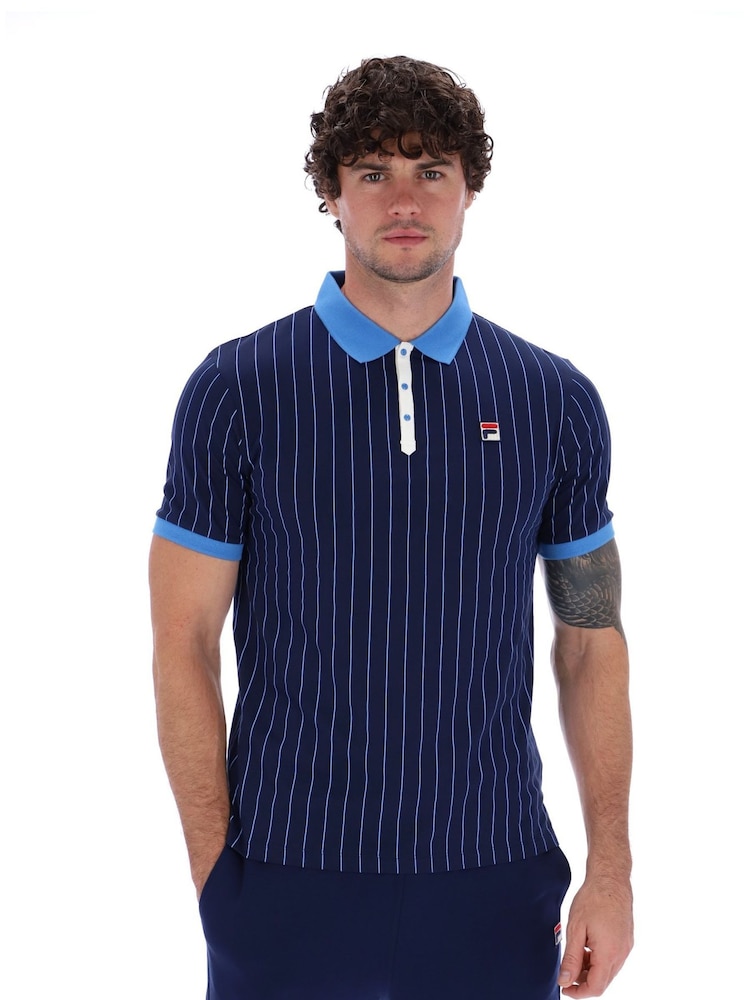 Fila Blue BB1 Striped 100% Cotton Polo Shirt - Image 1 of 5