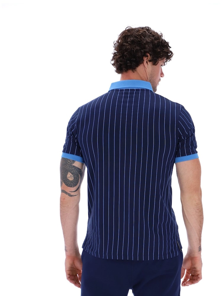 Fila Blue BB1 Striped 100% Cotton Polo Shirt - Image 2 of 5