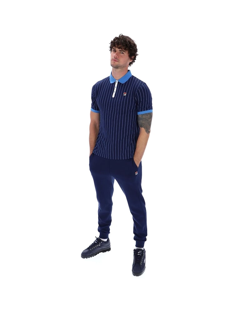Fila Blue BB1 Striped 100% Cotton Polo Shirt - Image 3 of 5