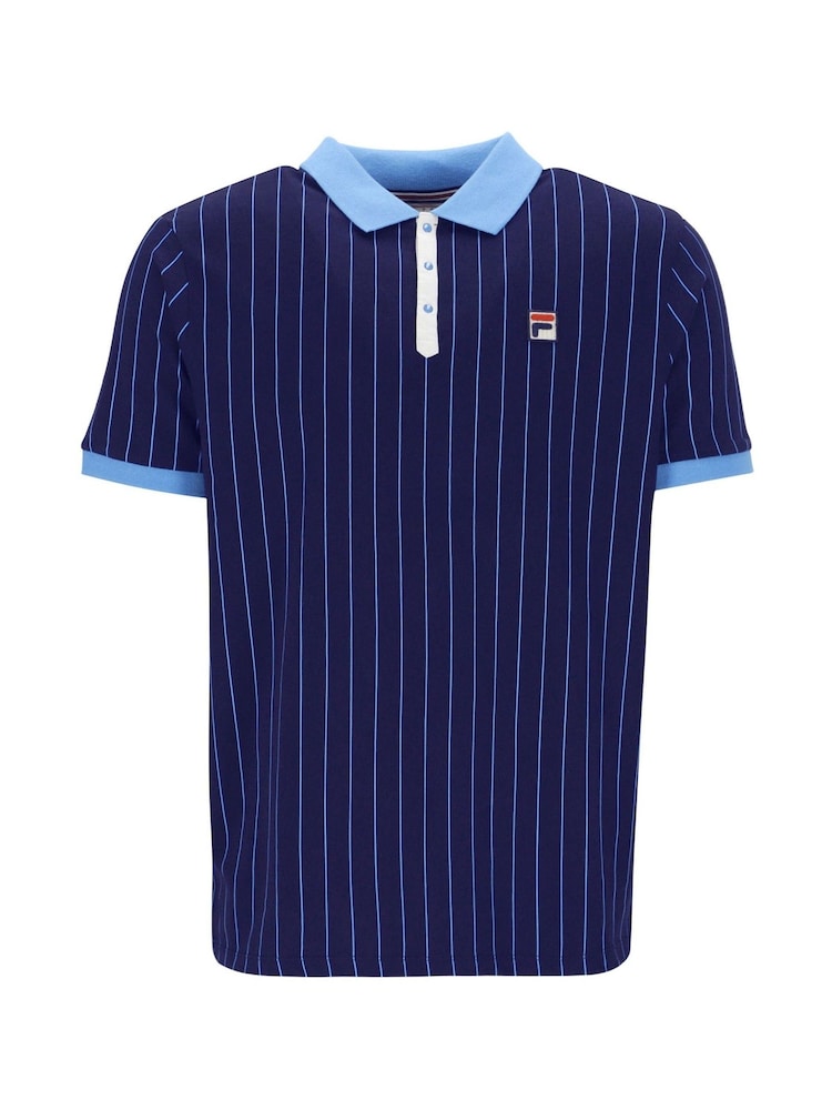 Fila Blue BB1 Striped 100% Cotton Polo Shirt - Image 4 of 5