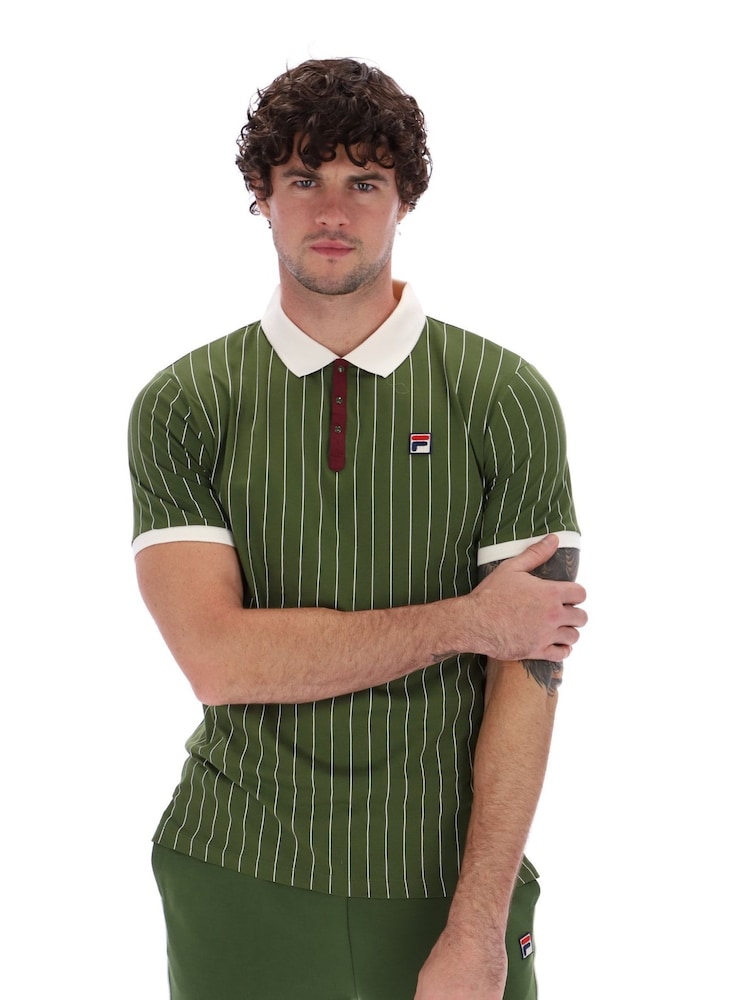 Fila Green BB1 Striped 100% Cotton Polo Shirt - Image 1 of 5