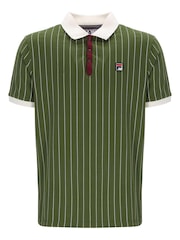 Fila Green BB1 Striped 100% Cotton Polo Shirt - Image 4 of 5