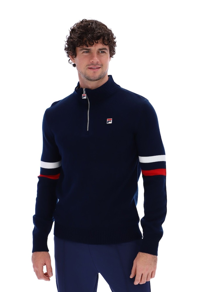 Fila Blue Harrison Knitted Quarter Zip Jumper - Image 1 of 5
