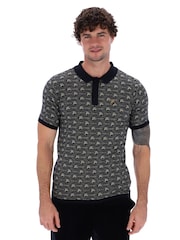 Fila Black Zano Knitted 100% Cotton Polo Shirt - Image 1 of 5