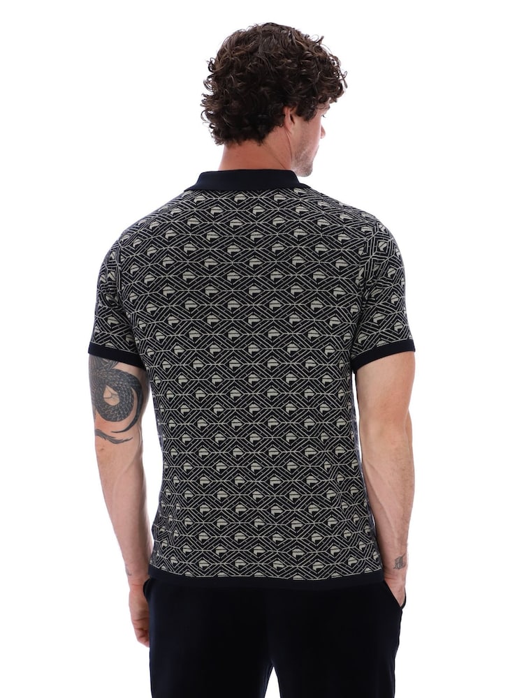 Fila Black Zano Knitted 100% Cotton Polo Shirt - Image 2 of 5
