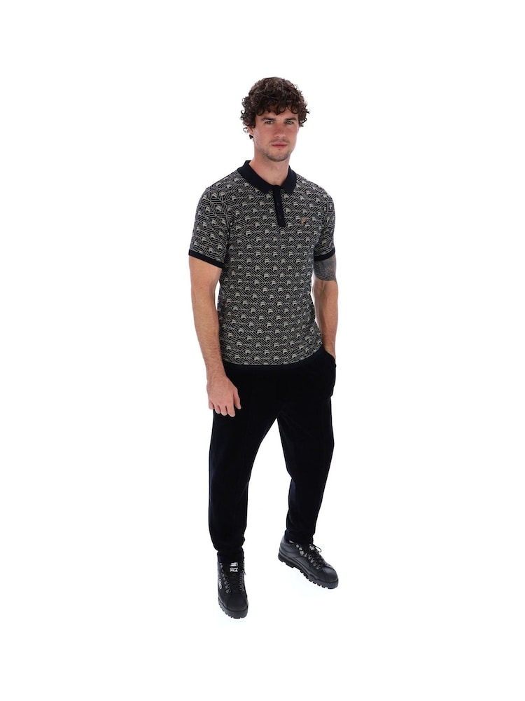 Fila Black Zano Knitted 100% Cotton Polo Shirt - Image 3 of 5