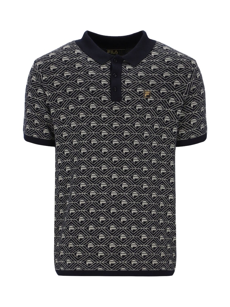 Fila Black Zano Knitted 100% Cotton Polo Shirt - Image 4 of 5