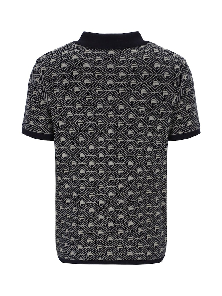 Fila Black Zano Knitted 100% Cotton Polo Shirt - Image 5 of 5