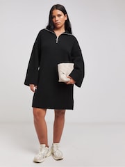 Simply Be Mini-Strickkleid mit Reissverschluss-Kragen - Bild 3 von 4
