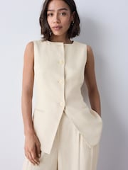 Natural Linen Rich Square Neck Waistcoat - Image 1 of 8