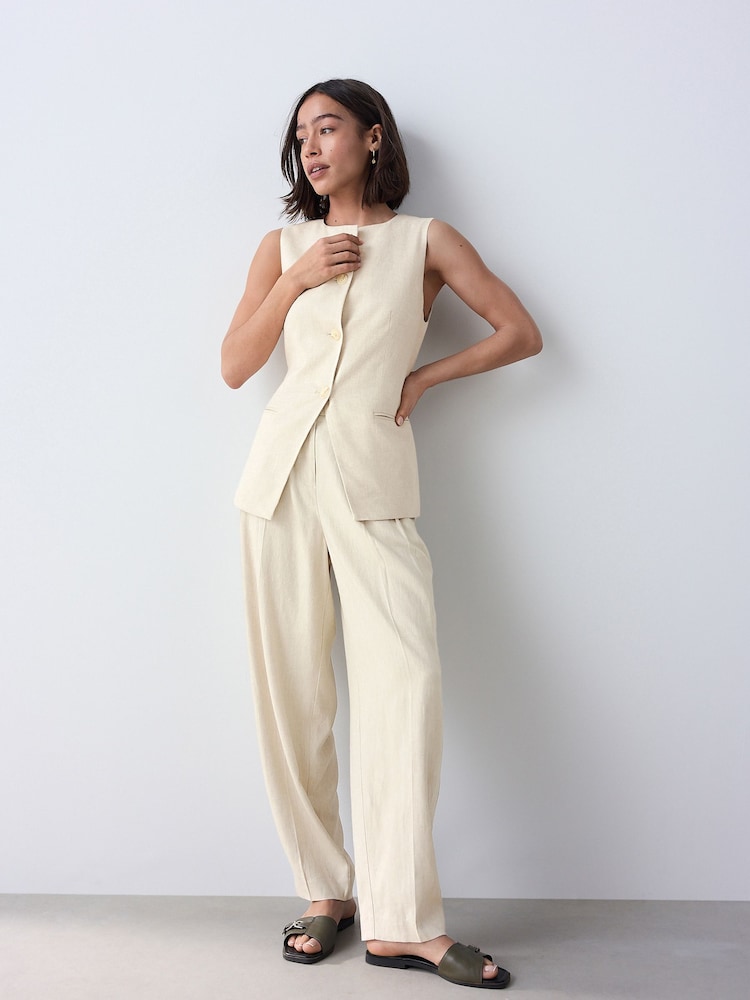 Natural Linen Rich Square Neck Waistcoat - Image 2 of 8