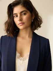 Navy Relaxed Ruched Sleeve Blazer - Image 4 of 5