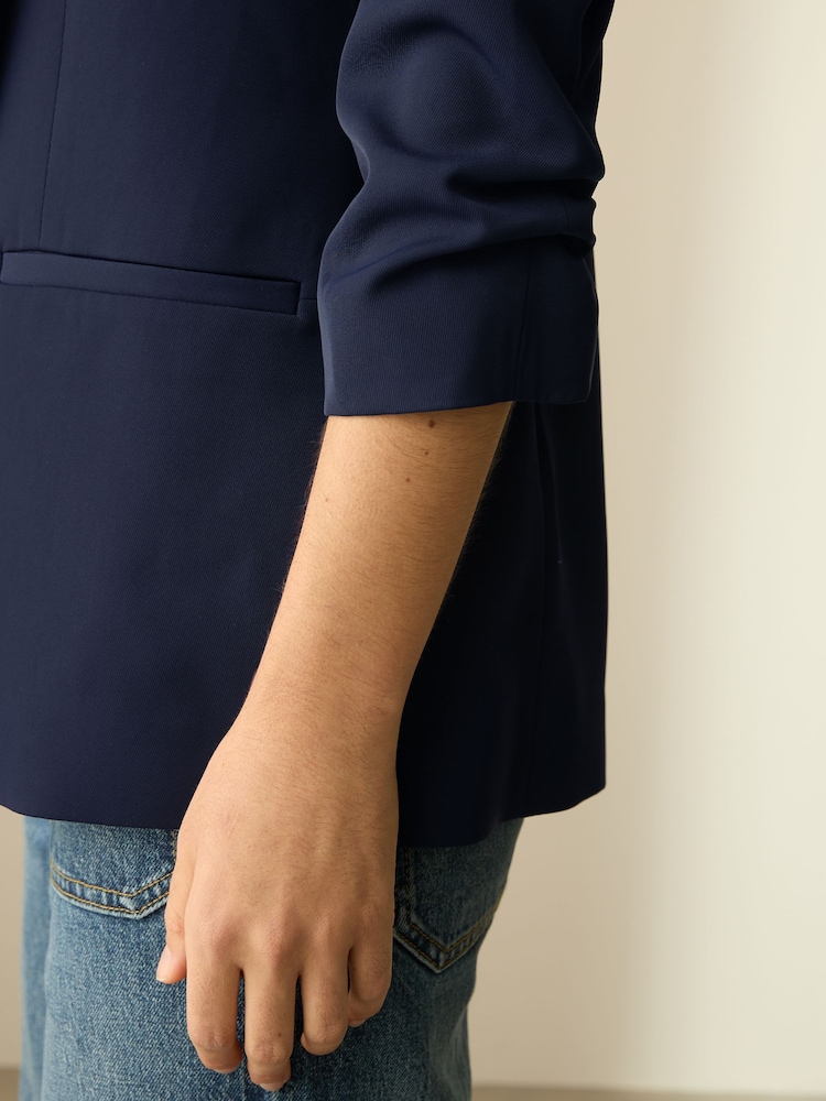 Navy Relaxed Ruched Sleeve Blazer - Image 5 of 5 Navy Relaxed Ruched Sleeve Blazer - Image 5 of 5