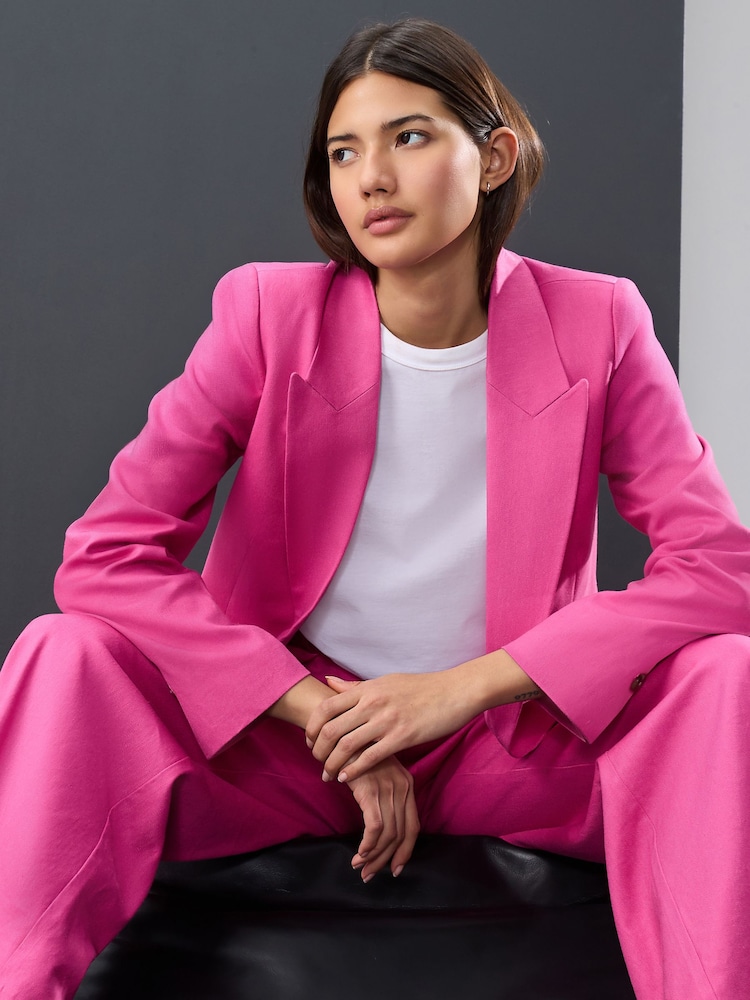Pink Tailored Blazer with Linen - Image 1 of 7