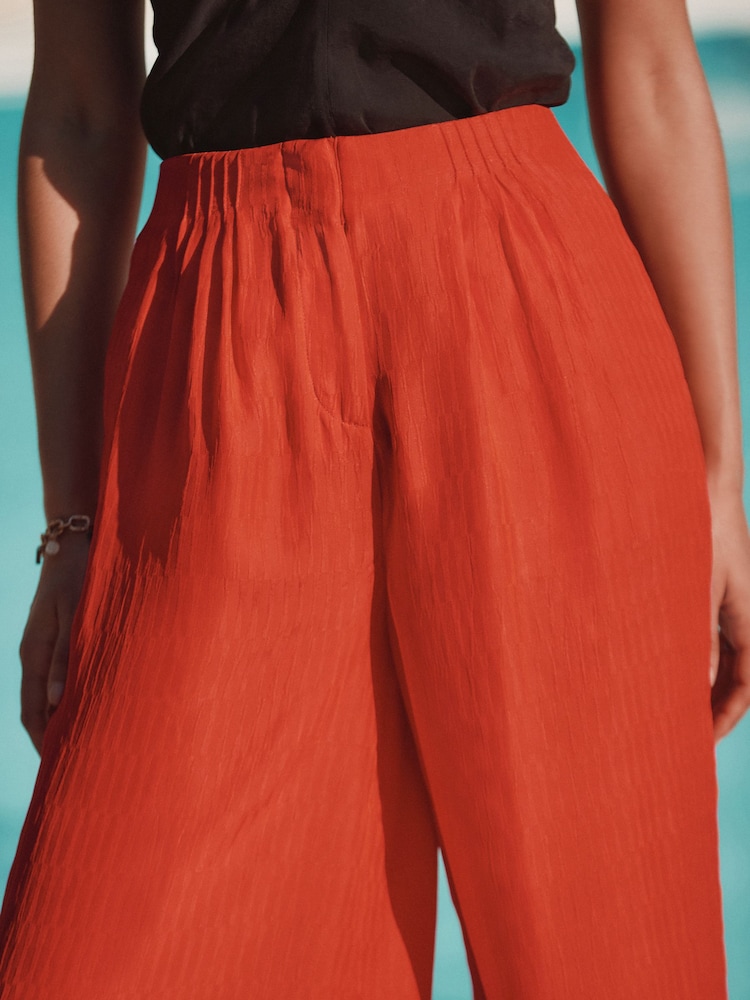 Rouge - Pantalon large texturé ondulé - Image 5 of 8