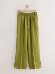 Green Elasticated Tie Waist Wide Leg Trousers - Image 5 of 8