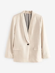 White N. Premium Tailored Single Breasted Blazer with Linen - Image 2 of 5