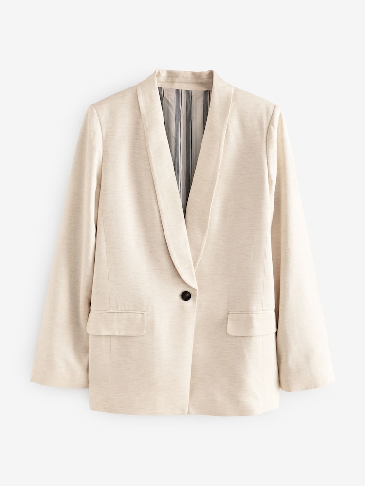 White N. Premium Tailored Single Breasted Blazer with Linen - Image 2 of 5
