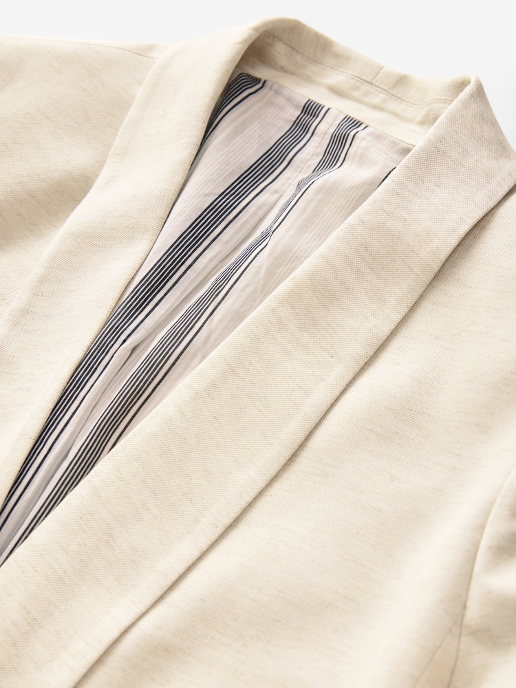White N. Premium Tailored Single Breasted Blazer with Linen - Image 4 of 5