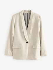 White N. Premium Tailored Single Breasted Blazer with Linen - Image 7 of 10