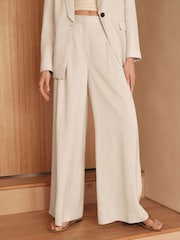White N Premium Wide Leg Trousers with Linen - Image 2 of 8