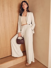 White N Premium Wide Leg Trousers with Linen - Image 3 of 8