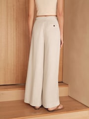 White N Premium Wide Leg Trousers with Linen - Image 4 of 8