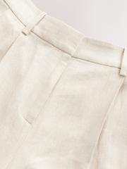 Neutral Elasticated Linen Rich Tapered Trousers - Image 8 of 8
