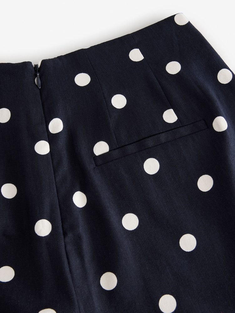 Marine/Blanc - Pantalon large à pois avec lin - Image 8 of 9