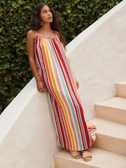 Multi Stripe Textured Beaded Summer Maxi Dress - Image 1 of 9