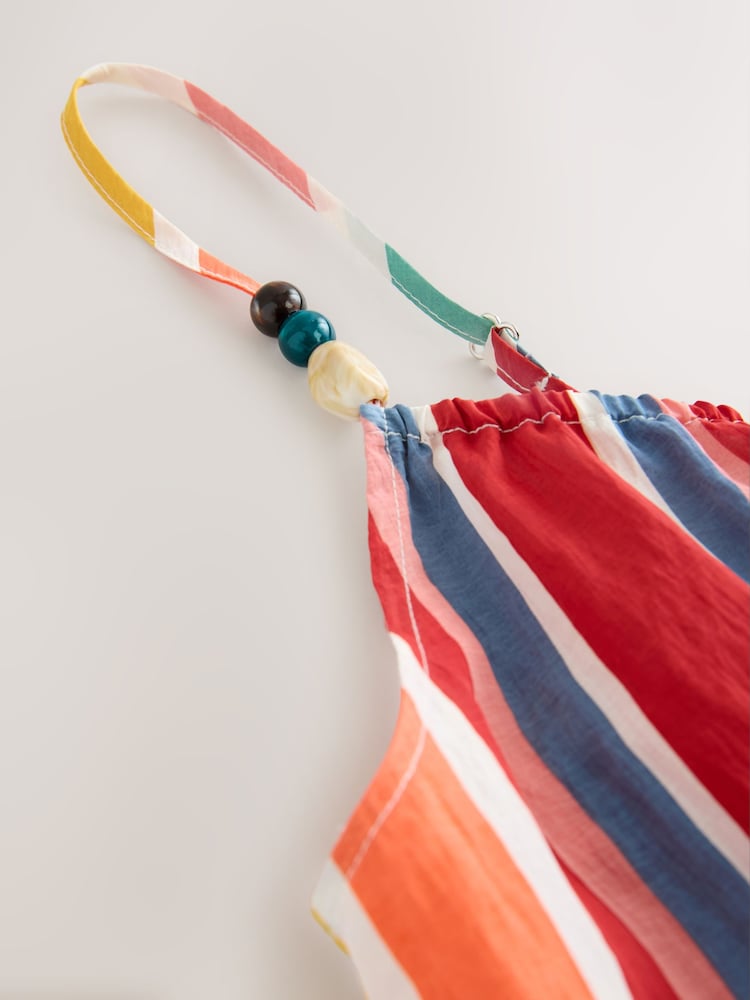 Multi Stripe Textured Beaded Summer Maxi Dress - Image 9 of 9