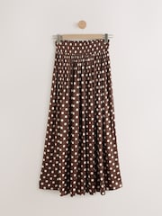 Brown Glossy Satin Polka Dot Maxi Skirt - Image 5 of 7