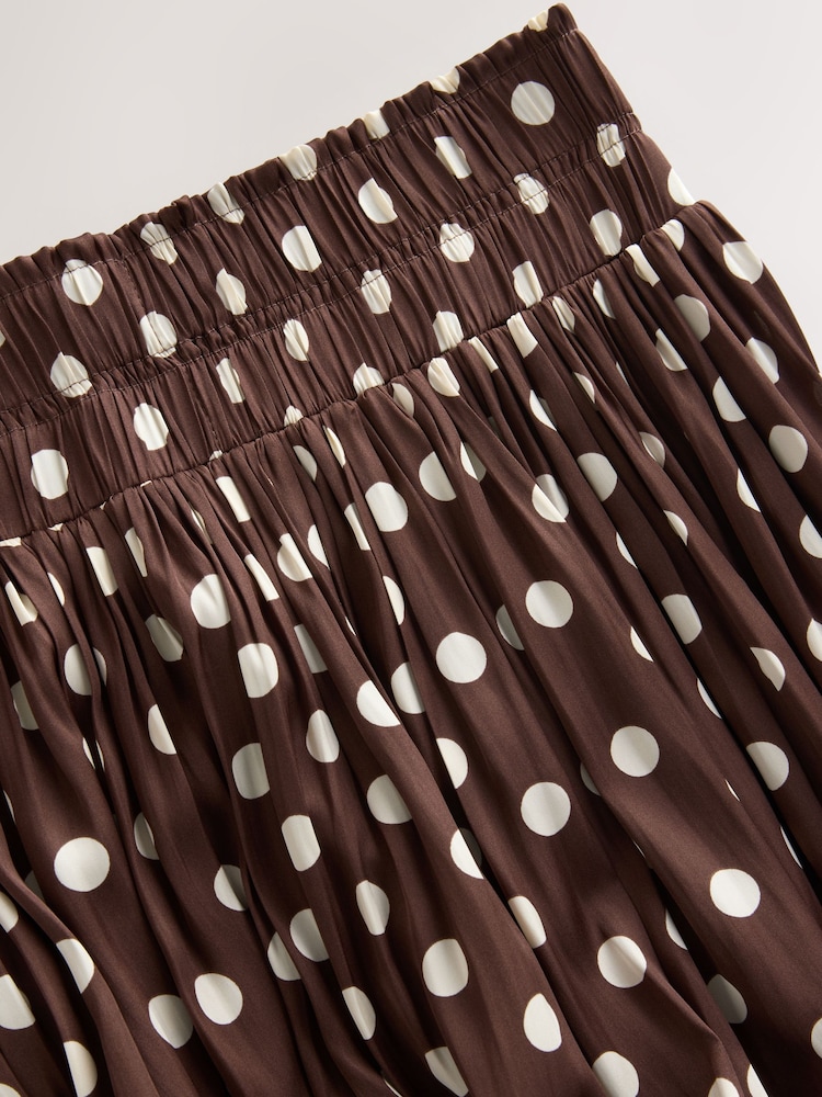Brun - Jupe longue en satin brillant à pois - Image 6 of 7