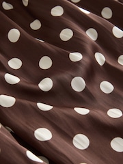 Brown Glossy Satin Polka Dot Maxi Skirt - Image 7 of 7