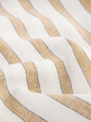 Ecru/Yellow Linen Rich Striped Wrap Midi Skirt - Image 6 of 7