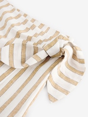 Ecru/Yellow Linen Rich Striped Wrap Midi Skirt - Image 7 of 7