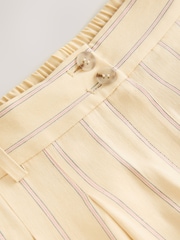 Yellow Striped Elastic Back Wide Leg Trousers with Linen - Image 6 of 7