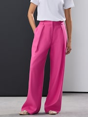 Pink Elastic Back Wide Leg Trousers with Linen - Image 2 of 4