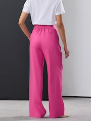 Pink Elastic Back Wide Leg Trousers with Linen - Image 3 of 4