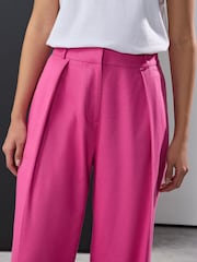 Pink Elastic Back Wide Leg Trousers with Linen - Image 4 of 4